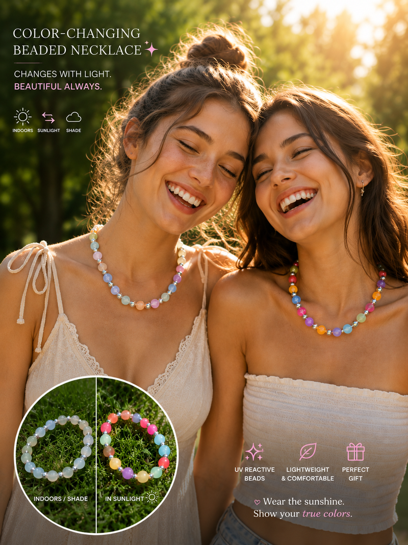 Sunlight Color-Changing Beaded Necklace | UV Reactive Mood Jewelry